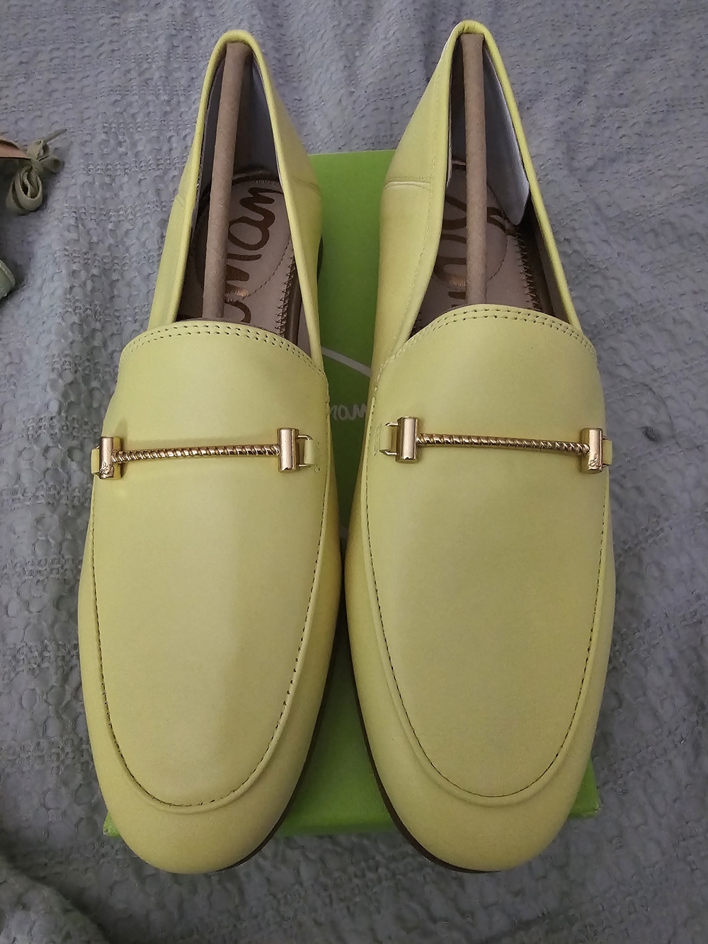 Sam Edelman Loraine Butter Yellow Almond Toe Slip On Stacked Heel